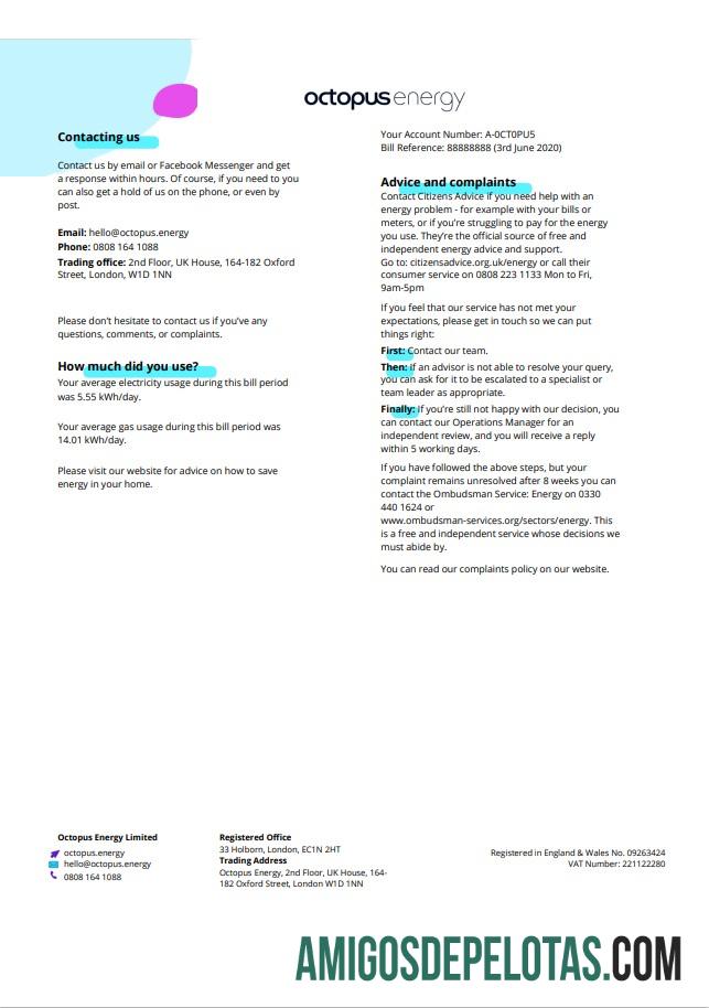 Dapat Diedit Inggris Raya Octopus Energy Tagihan Tagihan templat in Word and PDF format, 3 pages 3