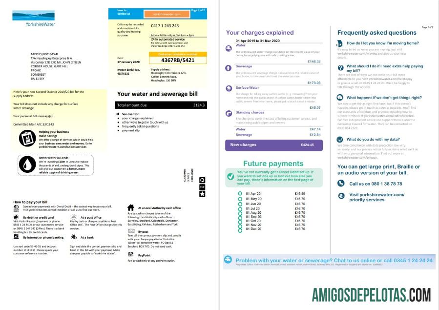 Berkualitas Inggris Raya Yorkshire Air Tagihan Tagihan templat in Word and PDF format (2 pages)