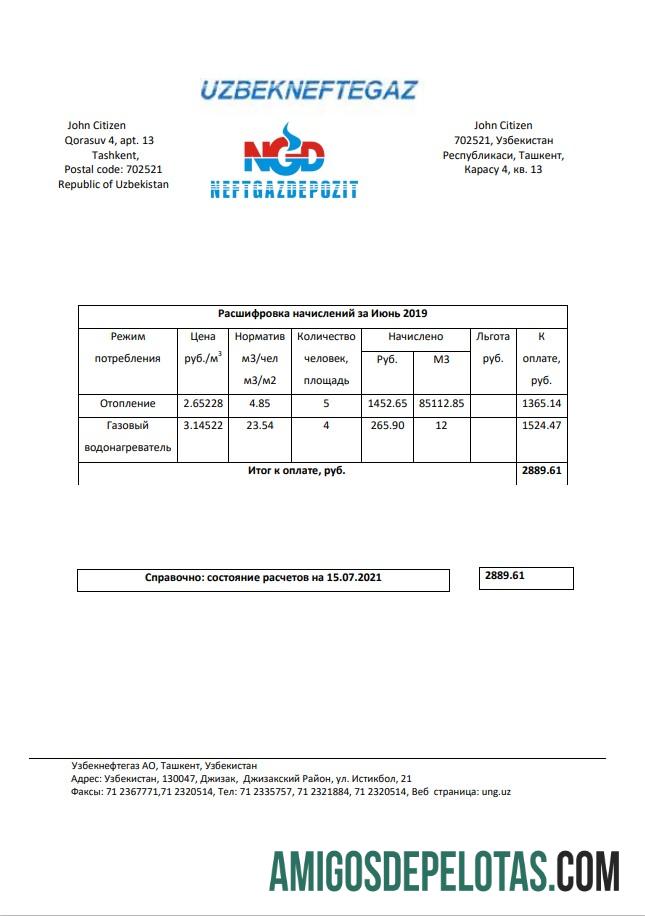 Premium Uzbekistan NeftGaz Tagihan Tagihan templat in Word and PDF (.doc and .PDF) format, fully Dapat Diedit