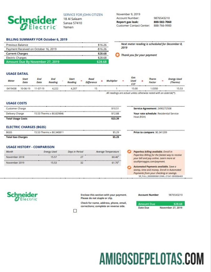 Berkualitas Yaman Schneider Electric Tagihan Tagihan templat in Word and PDF format